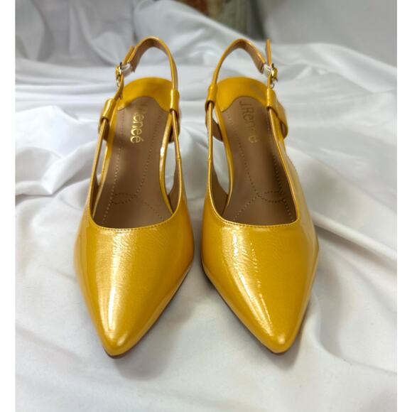 J. Reneé Sirmati Slingback Pointed Toe Pump Marigold Yellow Patent 8.5 - Picture 4 of 16